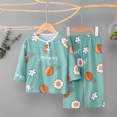 Autumn Summer Tops+Pants Set Sleepwear Pyjamas Kids Baby Pajamas Sets Boys Girls Cartoon Outfits Nightwear Teens Cute Clothes