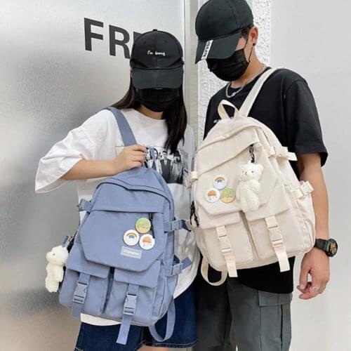 Cute Girls Backpack Women Large Capacity Ins Simple School Bags For Teens Couples Korean Harajuku School Student Bookbag Ladies