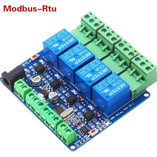 Modbus-Rtu 4 Channel 12V Relay Module Switch Input / Output RS485 / TTL Communication
