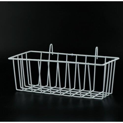 Grid Basket Wire Wall Basket with Hanging Hook, Wall-Mounted Organizer for Grid Panel, Wire Storage Shelf Rack-23x10x8cm - White