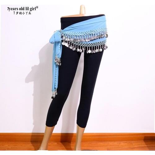 7years Old Lil Girl 2121 New Dance Hip Belt Waist Chain Egypt Rectangle 2rows Silver Coins