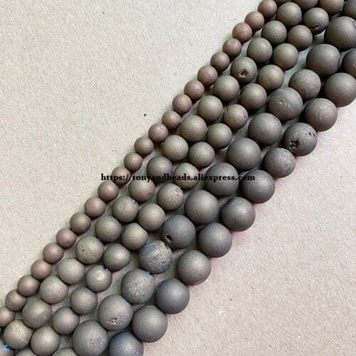 One Loose 25% Geode Druzy Matte Antique Copper Evil Smile Mouth Agate Round Loose Beads 15" 6 8 10 12mm Pick Size For Jewelry