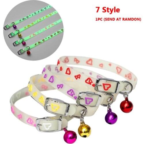 Pet Glowing Collars With Bells Glow At Night Dogs Cats Necklace Light Luminous Neck Ring Accessories Collar Perro