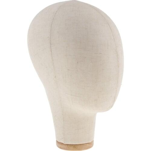Canvas Block Wig Manequin Head for Wig Making, Styling, Hat Display with Mount Hole