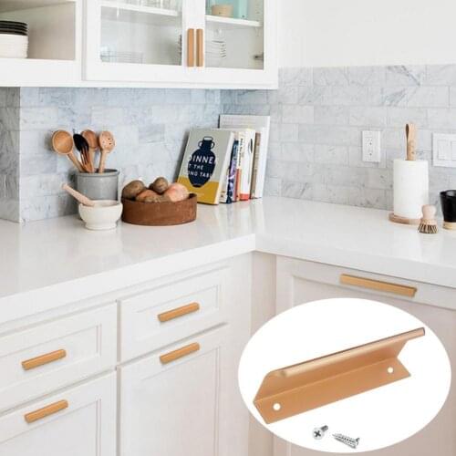 Finger Edge Pull Handle Smooth Grip Aluminum Alloy Concealed Furniture Handle Cabinet Drawer Wardrobe Screws Pull Handle Kits