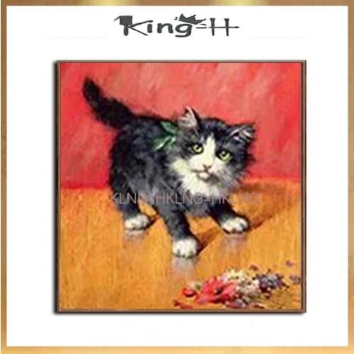Hand-painted oil painting also little black cat realistic quality of modern home large murals office hall decoration