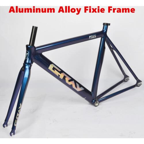 700C 6061 Aluminum Alloy T6 Fixed Gear Frame With Fork Headset Setm Fixie Track Bike Frameset 52cm High Quality Cycling Parts