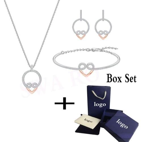 SWA classic European Unique Fashion New MY HERO Set Heart Shaped Golden Hoop Pattern Crystal Women Romantic Wild Jewelry