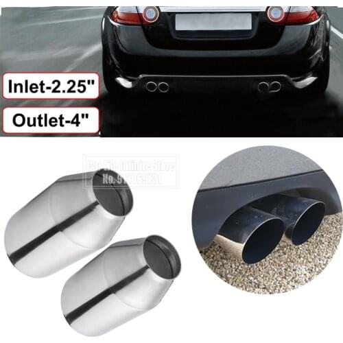 2pcs Universal Stainless Steel Car Exhaust AutoExhaust System StyleTail Pipe Muffler Angle Outlet Nozzle 2.25 Inlet 4 Outlet