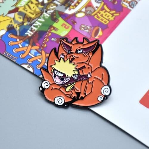 XM-funny Japanese anime cartoon brooch animation nine-tailed fox cute metal enamel badge pin anime accessories