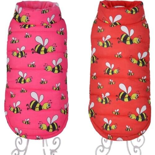 Winter Clothes For Dogs Thicken Warm Puppy Pet Cat Coats Bee Pattern Dog Jacket Chihuahua Pug French Bulldog Vest Clothing