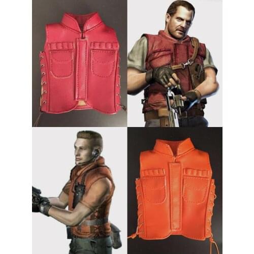 1/6th Orange PU Leather Vest Model For 12" Male Action Figure Body Doll Toys