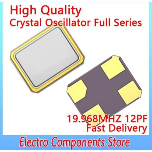 10PCS 4Pin 3225 Passive SMD Quartz Resonator Crystal Oscillator 3.2X2.5mm 19.968MHZ SMD Quartz Resonator Crystal 12PF ±10PPM