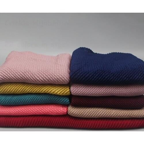 10pc/lot Wrinkled Scarf Large Size 180*90cm 22 Colors Popular Womens Pleated Crinkle Hijab Scarf Muslim Head Wrap Shawl