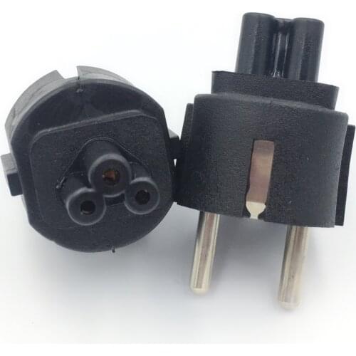 2PCS/lot EU Mains Power Cable plug adapter EU PLug to IEC320 C5 Clover Leaf adapter plug