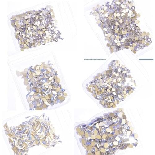 20/50X Large Clear & Clear AB Crystal (No Hotfix) Flatback Nail Rhinestone Nail Heaven Light AB Rhinestone (6 Diamond Shape)