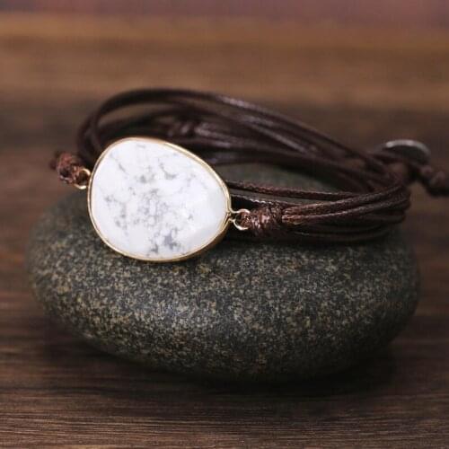 2019 Rope Wrap Bracelet white Natural Stones Boho Long Friendship Bracelet Unique Handmade Ethnic Bracelets Dropshipping