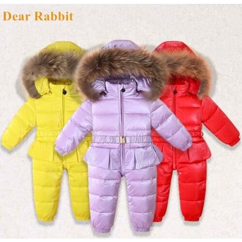 -30 Russian Winter Snowsuit 2021 Baby girl Clothes 80% Duck Down Jacket coat Outdoor Infant Girls clothing Kids Jumpsuit 1~4y