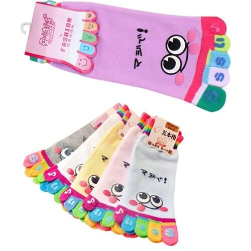 3 Pairs Women Socks Cute Art Novelty Cartoon Funny Five Finger Toes Cotton Girls Ankle Sock Trendy Comfort Funny Socks Meias Sox