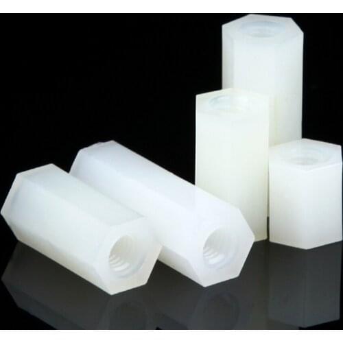 30Pcs M2 M2.5 M3 M4 White Hex Nylon Standoff Spacer Column Flat Head Double Pass Nylon Plastic Spacing Screws