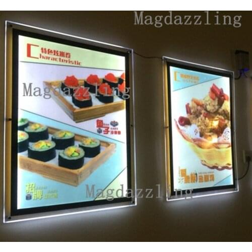 5PCS Silver Border Acrylic Frame LED Illuminated Menu Board/Light Box Sign For Restaurant Indoor