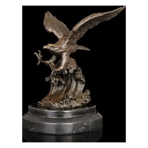 LARGE -TOP COOL Business gift -Home office efficacious fortune Mascot Money Drawing the Eagle Lanneret Tercel Bronze art statue