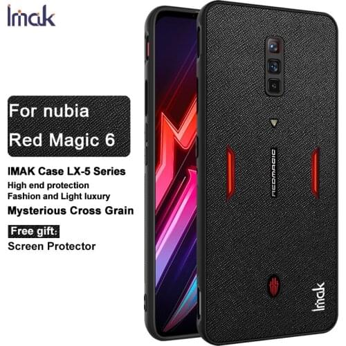 IMAK PU Leather Back Case For ZTE Nubia Red Magic 6 Pro Carbon Fiber Fibre Saffiano Leather Protector Cover Shell