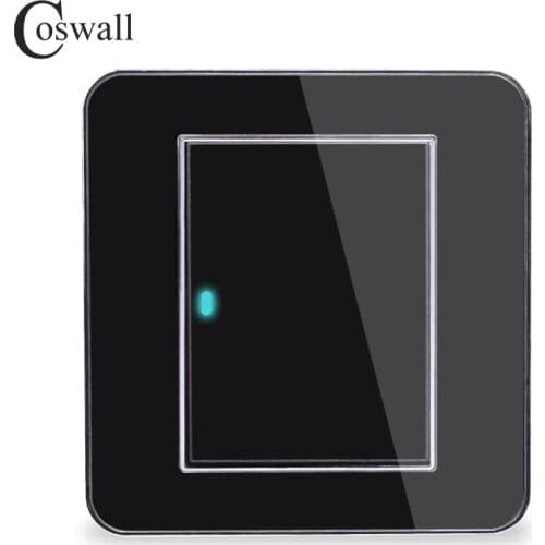 Coswall Brand New Arrival 1 Gang 1 Way Random Click On / Off Wall Light Switch With LED Indicator Acrylic Crystal Panel