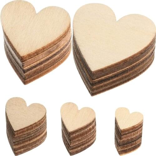 1CM-10CM Unfinished Wooden Hearts Blank Wood Slices DIY Blank Heart Wood Slices Discs for Christmas Painting Wedding Ornaments