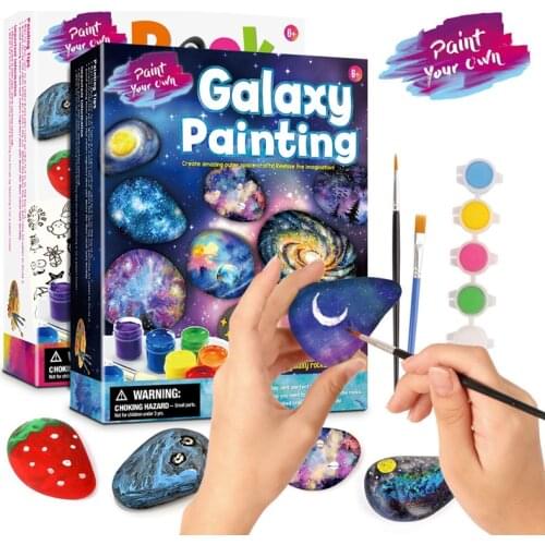 Childrens DIY creative graffiti painting galaxy pearlescent colorful stone painted toy