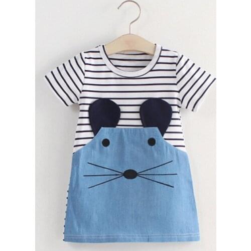 1Y-4Y Infant Fashion Baby Girl Dress Spring Summer Striped Jeans Kids Denim Children Toddler Clothes