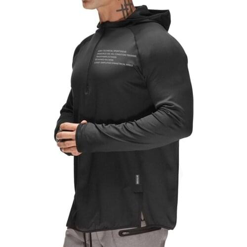 ECTIC Autumn Running Jackets Hoodies Sport Shirt Men Breathable Fitness Gym Sports Clothing Sport Top Mens Sportswear 2019