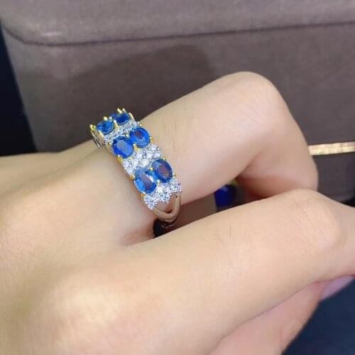 Elegant Gift for Your Loved Girl New Luxury Real and Natural Sapphire Rings 925 Sterling Silver Fine Jewelry