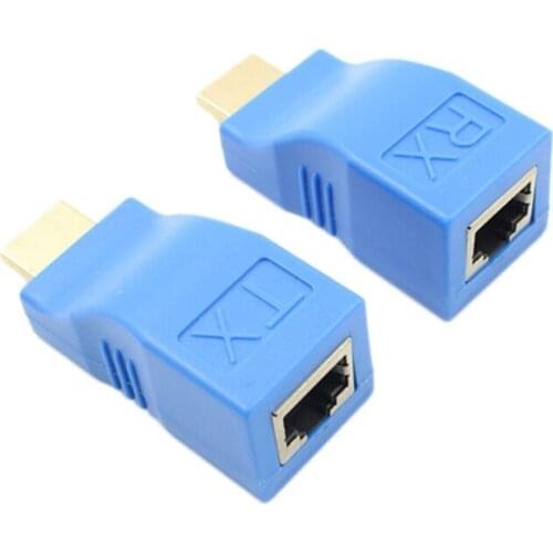 Hdmi Extender to Rj45 Lan Network Extension Transmitter Receiver Tx Rx Cat5E Cat6 Ethernet Cable V1.4 30M 4K Hd Tv 1080P