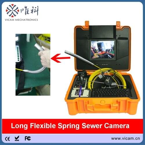 23mm long spring plumbing camera 10 inch color monitor drain sewer pipe inspection camera with digital on screen footage counter
