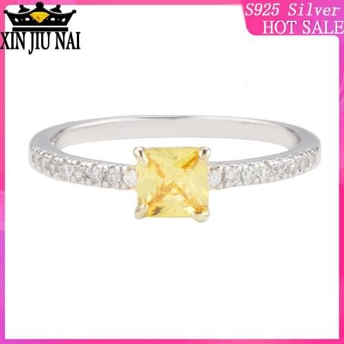 Inlaid yellow zircon ladies ring simple temperament ladies jewelry classic elegant party dress up accessories ring