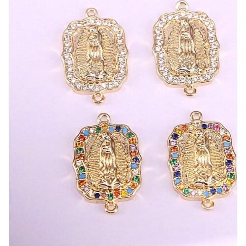 20Pcs Plating cz connector charm,religion cz charm,cubic zirconia micro pave connector,bracelet/necklace making