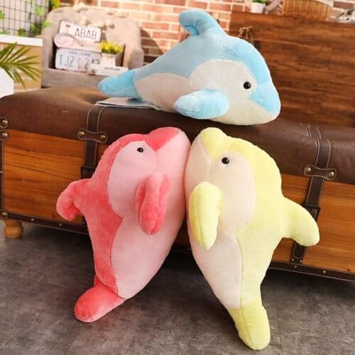 Hot Super Cute Dolphin Plush Toy Soft Hairy Cartoon Animal Dolphin Stuffed Doll Bedroom Sofa Pillow Cushion Friends Best Present