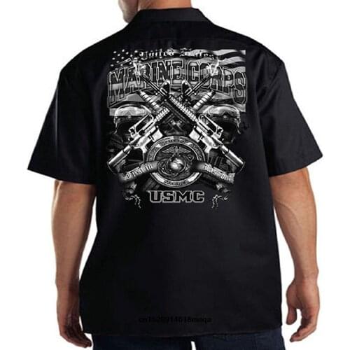 Marine Corps Shirt Work Shirt Big Logo Mens Fashion T-shirt