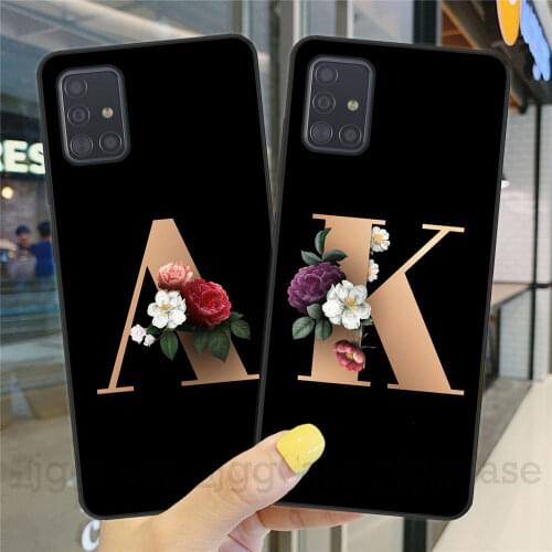 Custom name Letter Monogram flower Soft TPU Phone Case For Samsung Galaxy A10 A20 A30 A40 A50 A70 A51 A71 4G 5G Cover