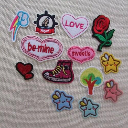 Different style Clothes Patches Stickers Embroidery high quality hot melt adhesive applique embroidery patches DIY accessory