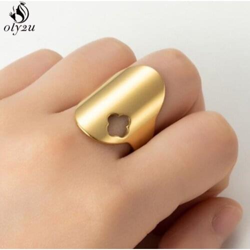New Korean Vintage Summer Flower Gold Color Metal Rings for Women Adjustable Open Cuff Wedding Rings Female Jewelry Bague