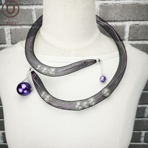 UKEBAY New Pearl Choker Necklaces Adjustable Chains Women Strange Design Mesh Necklace Goth Handmade Jewelry Clothes Accessories