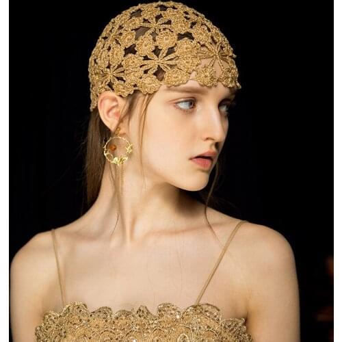 Hand Woven Beanie Hat Women Handmade Flower Hollowed Thin Skullies Cap Spring Summer Breathable Leisure Fashion Knit Hats H6784