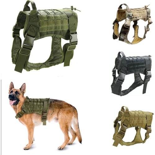 Hunting Police K9 Vest Tactical Training Dog Harness Military Adjustable Molle Nylon Vest Service Canine Harness For Large Dog