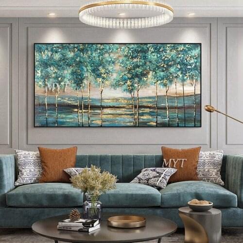 Forest Landscape Birch Tree Canvas Oil Painting Free Shipping Unframed Abstract Large Size Painting Wall Decor Picture Art