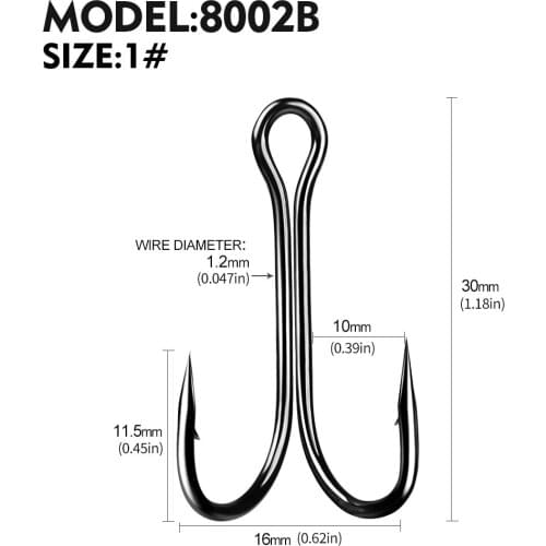 PROBEROS Saltwater Fishing Hook Lacklustre and Smooth Pure Tin Layer Duple Hooks 1#-1/0-2/0-3/0 High Carbon Steel Fishhook Lure