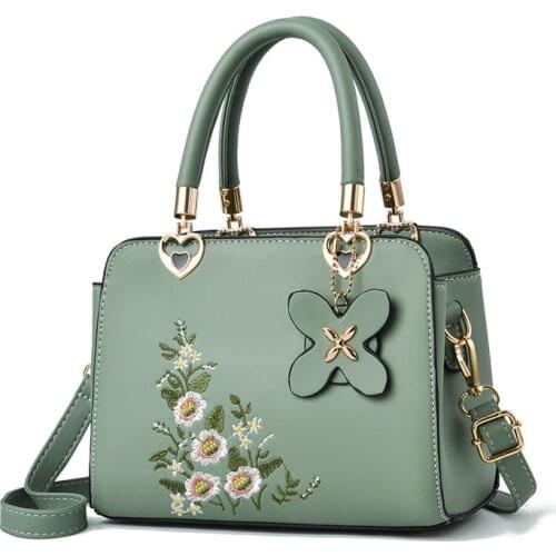 Embroidered Luxury Leather Handbags for Women 2021 New Summer Fashion Large Capacity Messenger Shoulder Bag Female Crossbody Bag