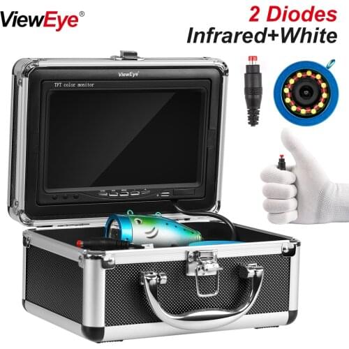 ViewEye 2 Diodes IR Infrared Bright White LED Fish Finder Underwater Fishing Camera 7 Inch 1000TVL Waterproof Video ICE Fishing