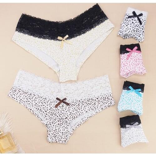 3 Pcs Lot Women Underwear Mixed Colors Random Lingerie Femme Sexy G String Thong Lace with Bow Pattern Pack of Panties Wholesale